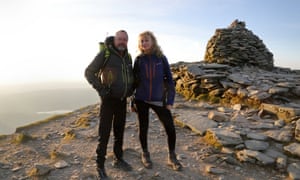 walkers Sion Jair and Wendy Kolbe on the summit of the Old Man of Coniston