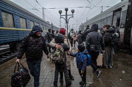 Passengers arrive in Lviv, Ukraine