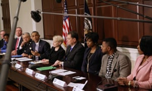 Barack Obama at a meeting on building trust between communities and law enforcement in the wake of the Michael Brown shooting.