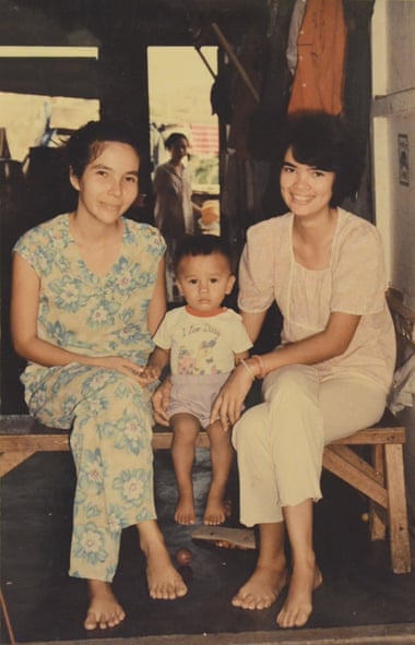 Ocean Vuong aged two with his mother and aunt at a Philippines refugee camp.