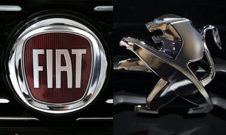 The logo of Fiat and the Peugeot logo