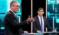 Keir Starmer and Rishi Sunak in the televised election debate on 3 June