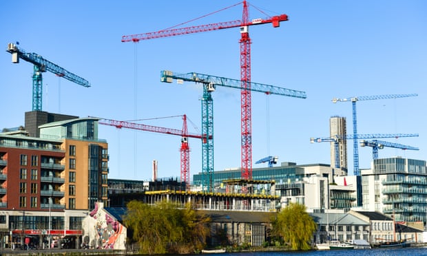 Cranes tower over Dublin’s Grand Canal Dock