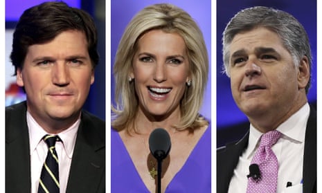 Tucker Carlson, Laura Ingraham and Sean Hannity.