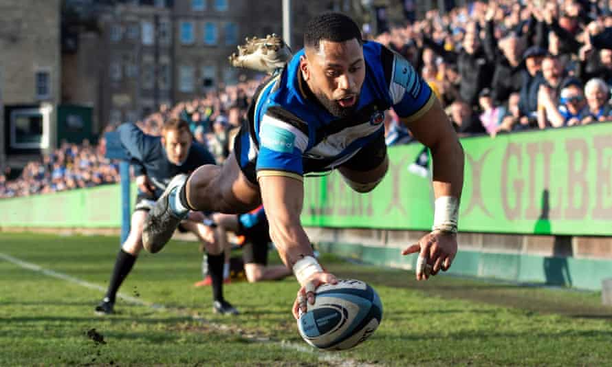 Joe Cokanasiga scores a try in dramatic fashion against Bristol in his second match back after regaining full fitness.