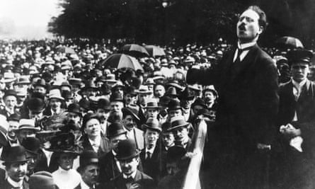 Karl Liebknecht speaking at a peace rally in Berlin