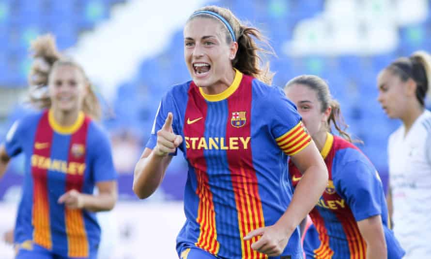 Alexia Putellas celebrates after scoring for Barcelona against Madrid CFF in May.
