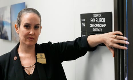 Marjorie Taylor Greene escalates threat to oust Mike Johnson over Ukraine aid – live Eva BurchArizona state Senator Eva Burch, Democrat of Phoenix, stands outside of her state Capitol office last month.