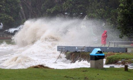 The effects of Cyclone Gabrielle at Mathesons Bay beach in Auckland on Monday as the upper part of New Zealand’s North Island was battered by high winds and rain. Forecasters predicted the worst of the storm to arrive in the middle of the night on Monday.