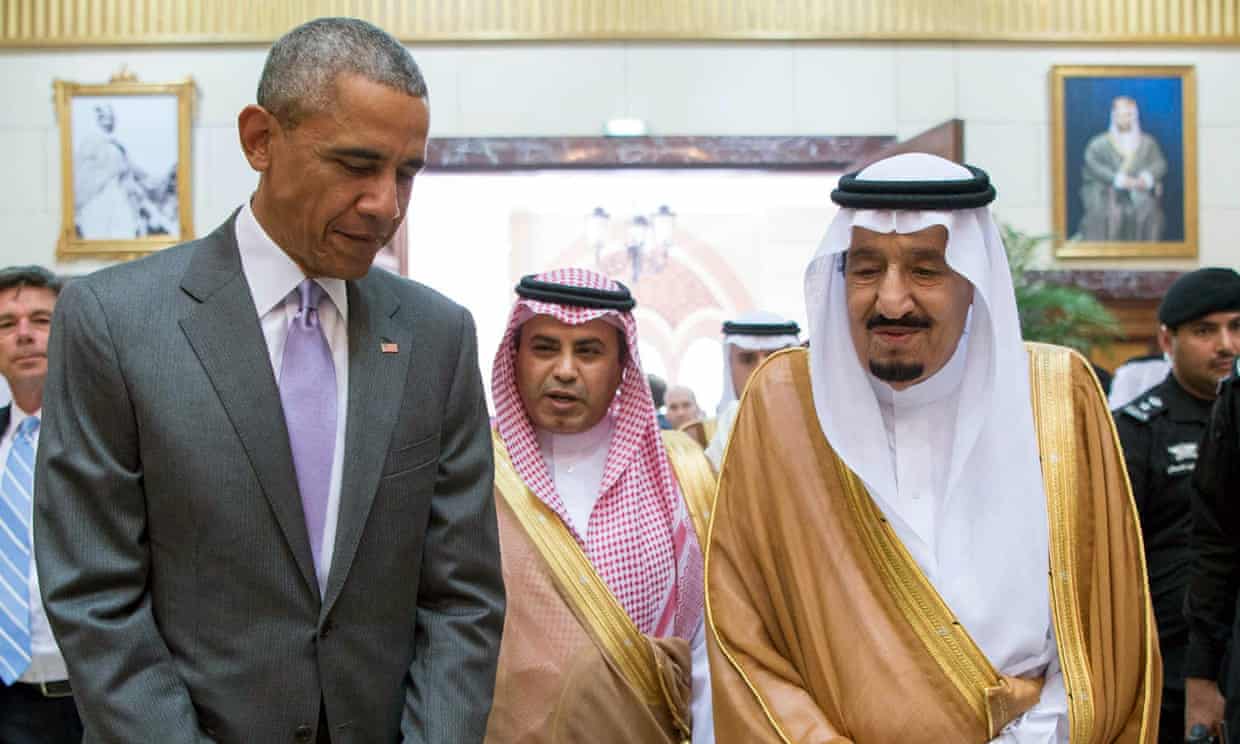 Barack Obama meets with Saudi King Salman bin Abdulaziz, right, on Wednesday.