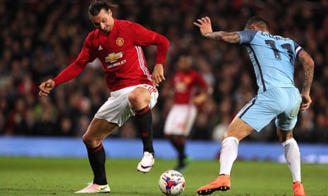 Zlatan Ibrahimovic endured a difficult first half in Manchester United’s victory in the EFL Cup against Manchester City.