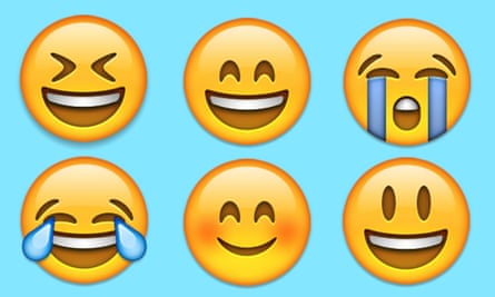 Six emojis laughing in different ways