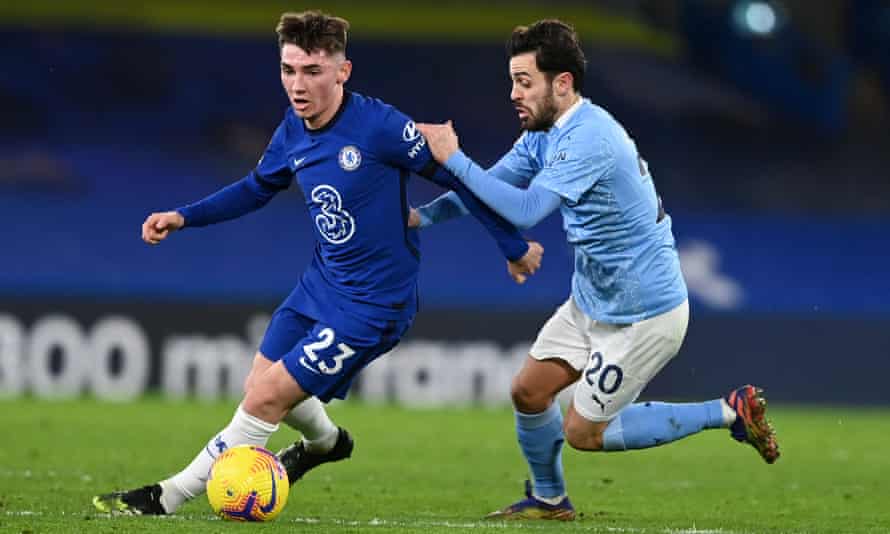 Chelsea and Manchester City in action in the Premier League in January.