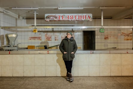Novelist James Meek at the empty market in Kyiv where he used to shop