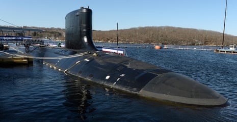 The Virginia-class fast attack submarine USS Colorado (SSN 788) at the commissioning ceremony at Naval Submarine Base New London in the US.
