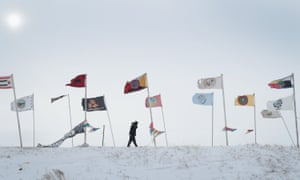 Blizzard conditions at the Standing Rock Sioux reservation, where activists have been opposing the pipeline for almost a year. Drilling could begin as early as Wednesday.