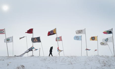 Blizzard conditions at the Standing Rock Sioux reservation, where activists have been opposing the pipeline for almost a year. Drilling could begin as early as Wednesday. 