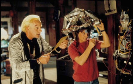 Christopher Lloyd, left, and Michael J Fox in Back to the Future Part III, from 1990.