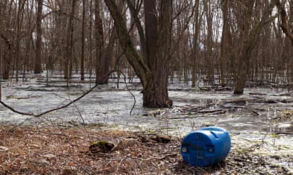 Illegal dumping at the confluence of the Delaware River and Neshaminy Creek in Pennsylvania