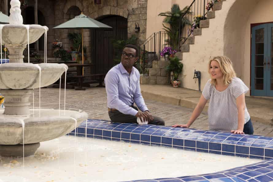 William Jackson Harper and Kristen Bell in the Netflix series The Good Place