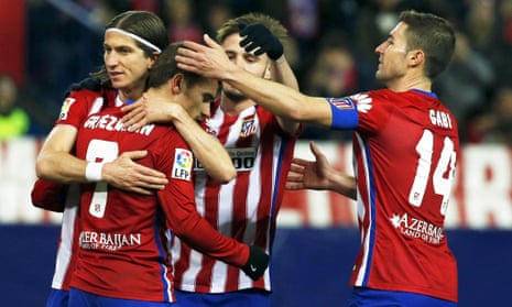 Atletico Madrid striker Antoine Giezmann (second left) will be among the stars to play in the tournament in Melbourne.