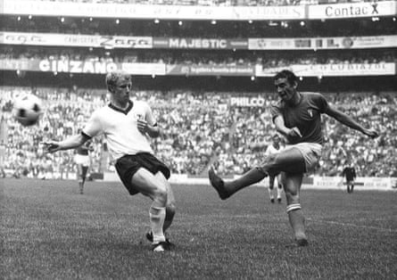 Gigi Riva fires past Berti Vogts to score Italy’s third goal during the match
