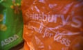 Shopping bags from Asda and Sainsbury's