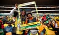 Thousands of ANC supporters attend a party rally in Soweto outside Johannesburg