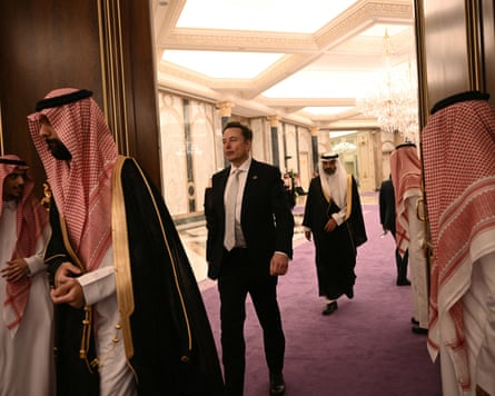 Elon Musk leaves after a bilateral meeting in Riyadh on 13 May 2025 in his role as senior adviser to President Trump.