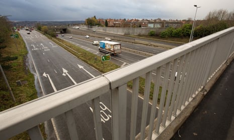 Footbridge over A1 in Newcastle