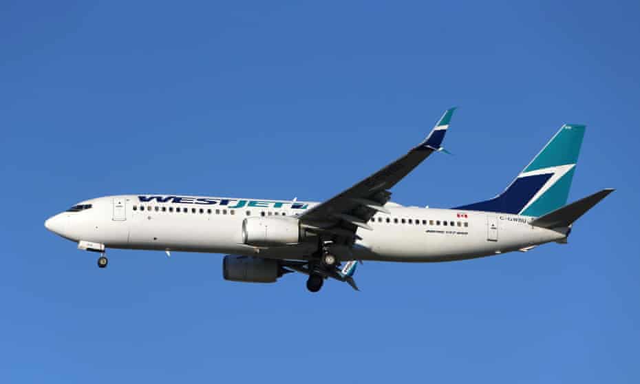 A WestJet Boeing 737-800 airplane prepares to land at Vancouver’s international airport in Richmond, British Columbia, Canada, in 2019.