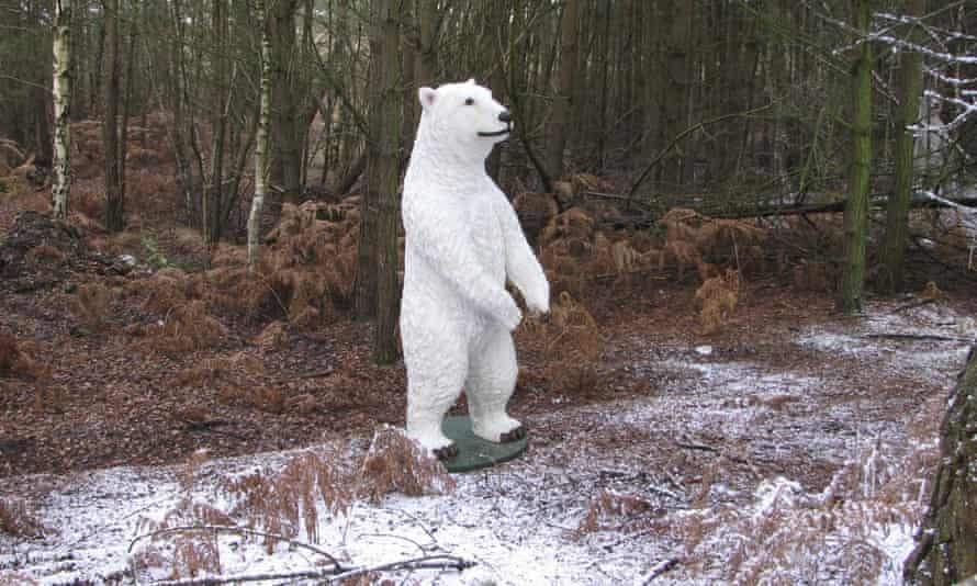 A fake polar bear in Lapland New Forest