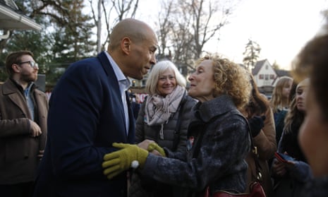 Cory Booker on the campaign trail in Iowa yesterday. The Iowa caucuses on February 3 will be the first voting event in the Democratic party process to nominate its 2020 candidate to face Donald Trump at the election in November