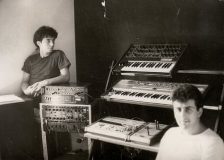 Zoran Jevtić (right) and Zoran Vračević with their synth rig in 1984.