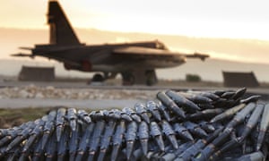 A Russian war plane at Hemeimeem air base in Syria.