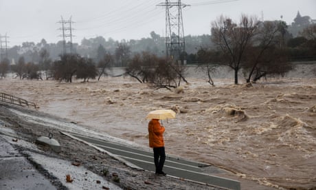 Second death reported in California as storms wreak havoc and cause power outages – live