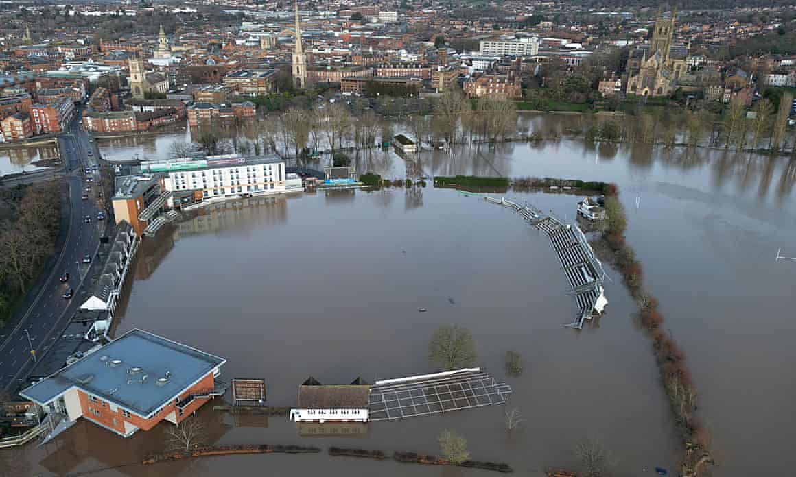 Worcester’s New Road pitch completely submerged under water this month. Last off-season it flooded eight times.