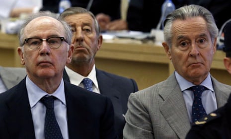 Rodrigo Rato, left, in court in September, next to Miguel Blesa, former chair of Caja Madrid.