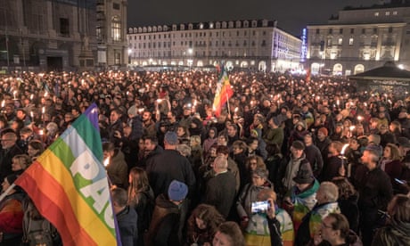 A rally calling for Middle East peace in Turin