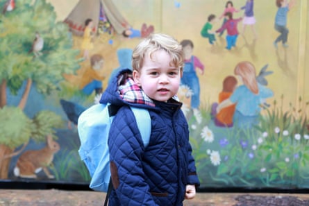 Prince George on his first day at the Westacre Montessori nursery school near Sandringham in Norfolk.