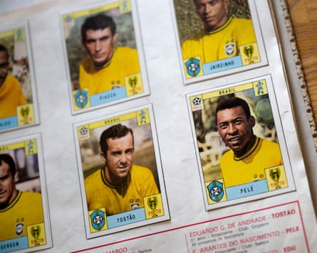 An image of Brazil’s Pele printed on the first World Cup Panini album for Mexico 70