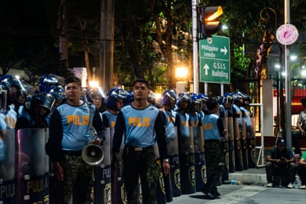 Uniformed personnel tightened security after gunshots were heard inside the Senate building as Ronald “Bato” Dela Rosa, who is wanted by the international criminal court.