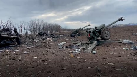 Roman Kostenko films destroyed Russian convoy near Mykolaiv in early days of invasion – video