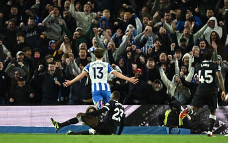 Brighton & Hove Albion's Jack Hinshelwood celebrates scoring their second goal.