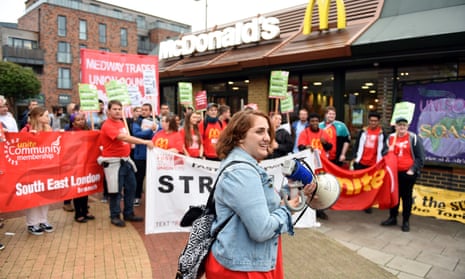 Strikers outside the Crayford McDonald’s in south-east London in September.