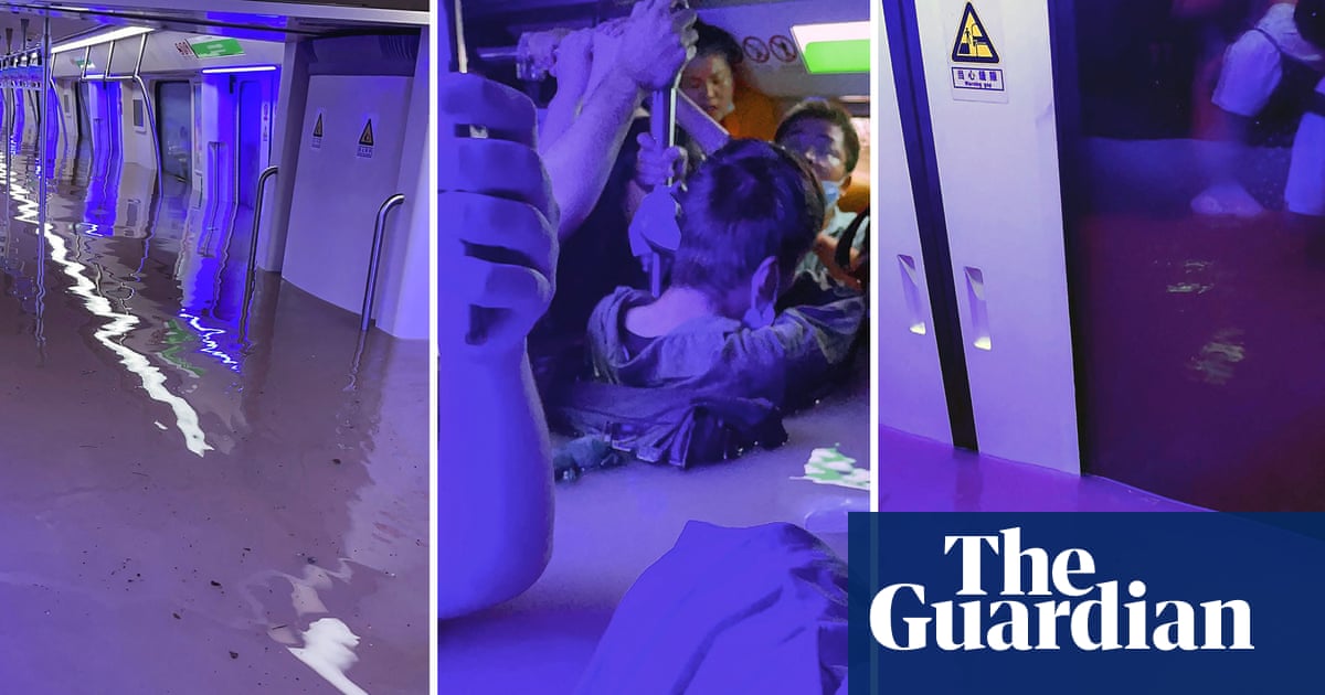 A  s flood water swirled around their chests, passengers on the Zhengzhou metro carriage clung to the handrails and struggled to breathe in the dimini