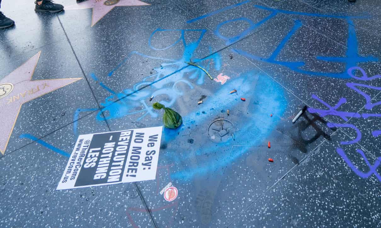 Donald Trump’s star vandalised on the Walk of Fame amid Black Lives Matters protests.