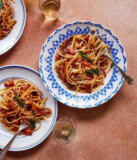 Thomasina Miers' parsnip, caramelised shallot and sage butter linguine.