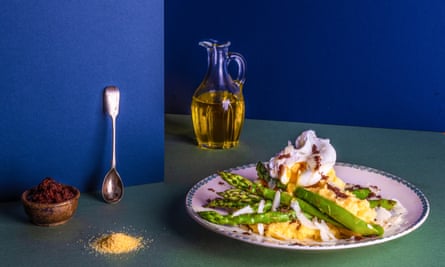 Chez Bruce’s Polenta with asparagus, poached egg and olive Chosen by Gary Usher Food and prop styling: Polly Webb Wilson The Dish I Can’t Live Without Observer Food Monthly OFM January 2018