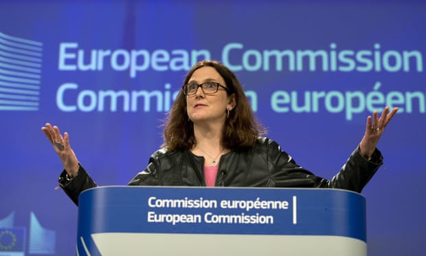 European Commissioner for Trade Cecilia Malmström speaking in Brussels today.